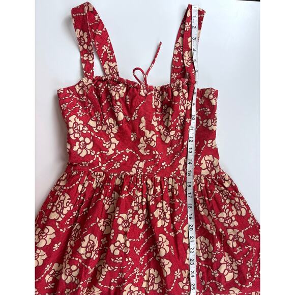 Free People Laters Baby Floral Midi Dress in Red Size XS - Picture 15 of 16